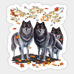 Wolves In Fall Sticker